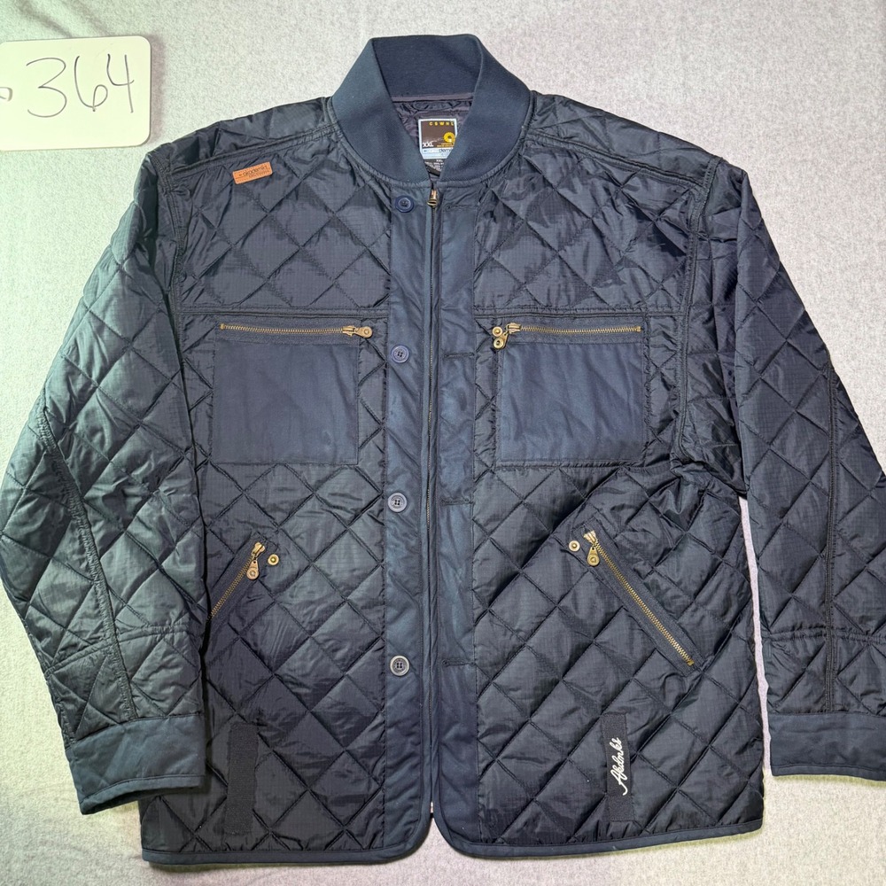 Akademiks Mens Quilted Bomber Jacket Navy Blue XXL Aviation Academy Zip Button